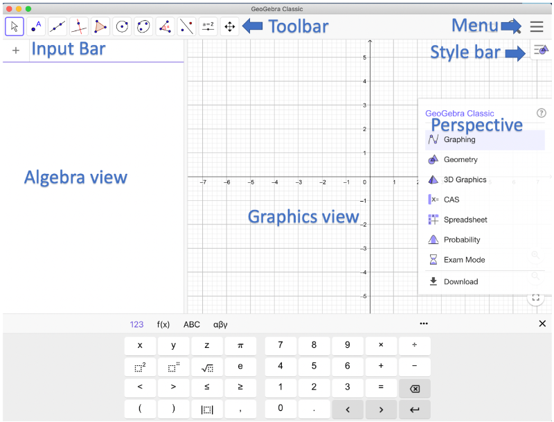 This image shows parts of GeoGebra